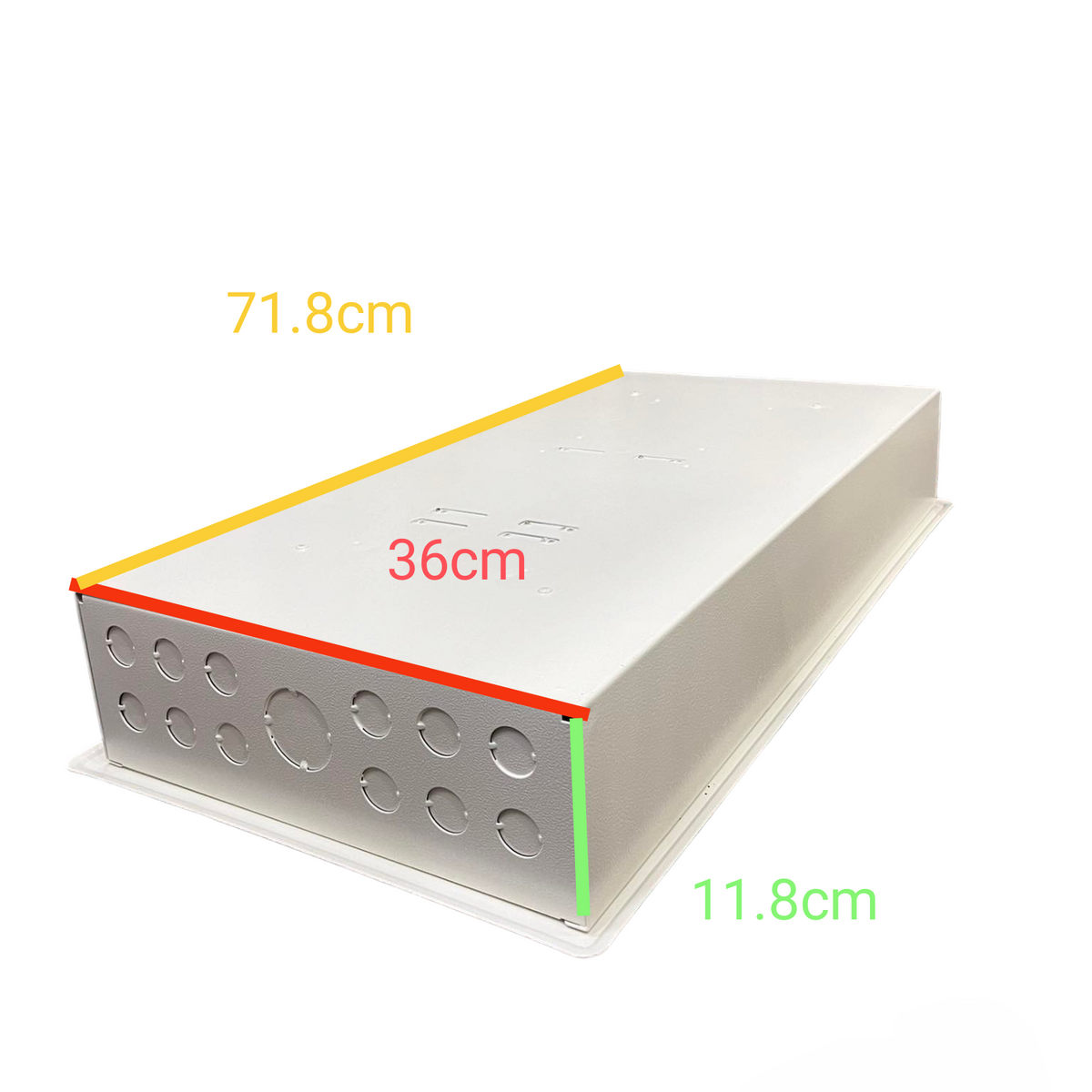 Koten 10 Branches Panel Board with 250A 2P Main metal enclosure box with knockouts and dimensions 71.8 by 36 by 11.8 cm