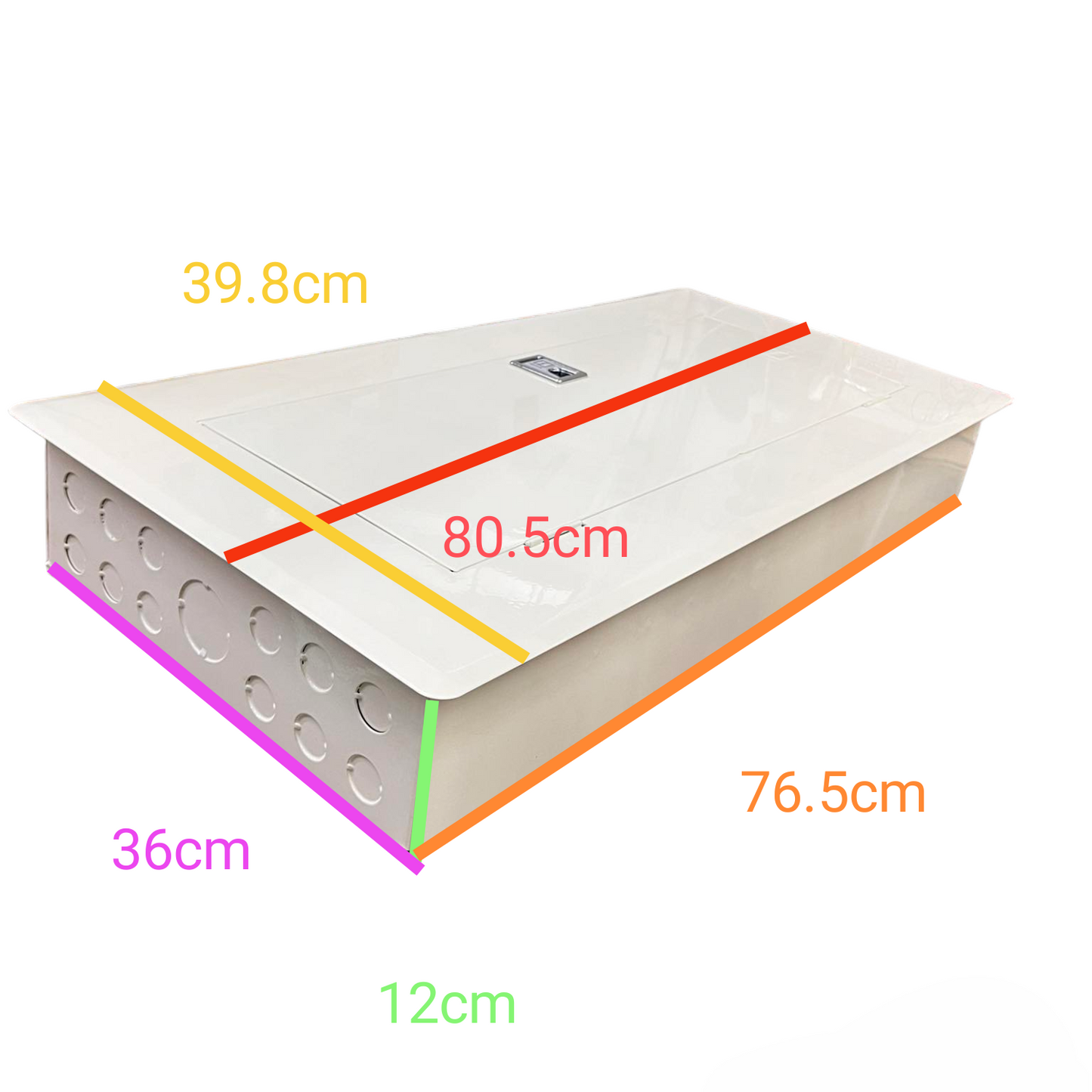 Koten Panel Board 225A 250SP 2Pole white metal distribution box with knockouts and measured dimensions