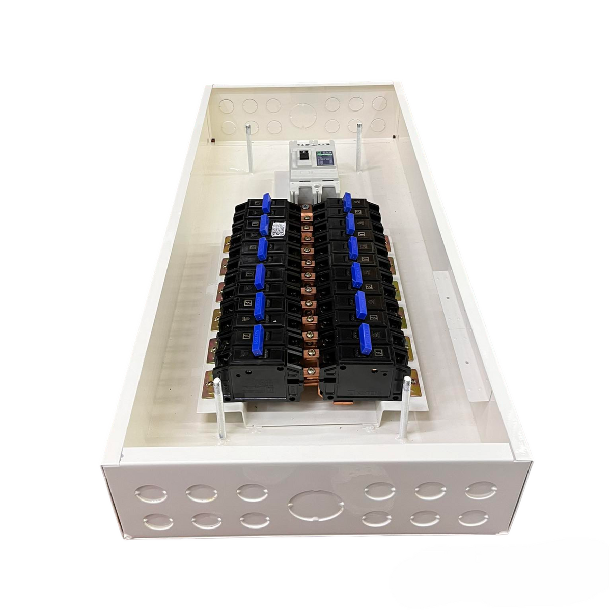 Koten Panel Board 225A 250SP 2Pole white metal enclosure with dual row breakers and blue toggles