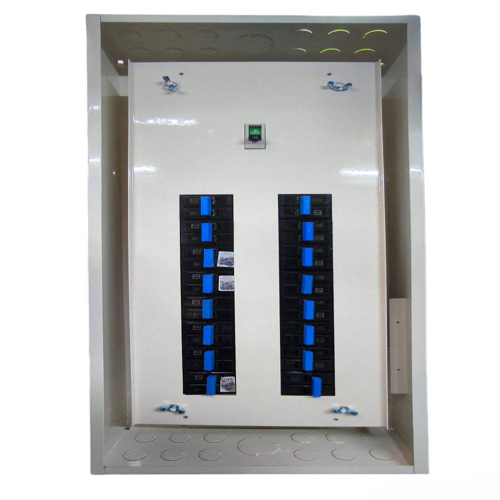 Koten 200A Panel Board 2 Pole 16 Branches white metal enclosure with dual column breakers and main switch