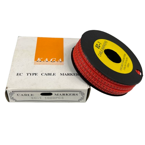 Cable (V) Marker Red 2.6mm to 4.2mm 1000pcs per Roll EC-1 Wire Tagging