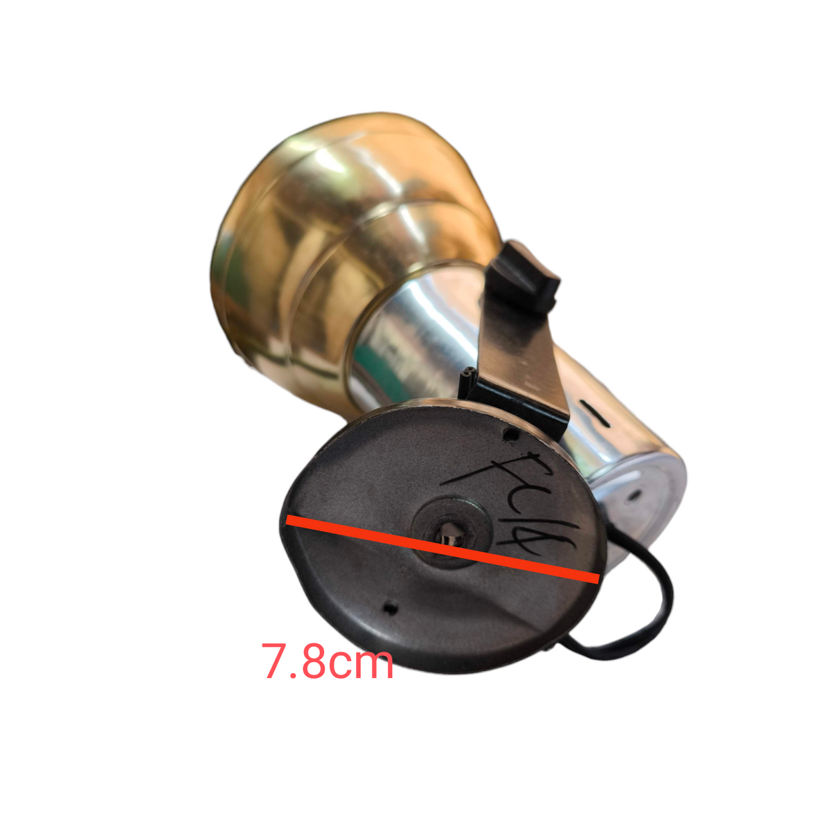 Local 100W spotlight socket for industrial use. Brass metal socket with black mounting base and clip 7.8cm