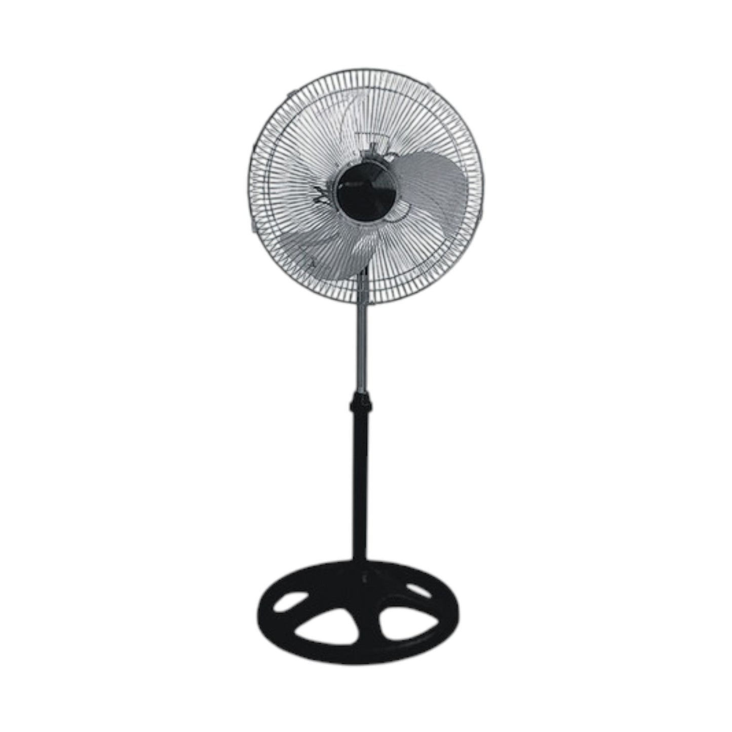 Tailee 16 inch industrial stand fan with metal blades adjustable height oscillating pedestal and round black base
