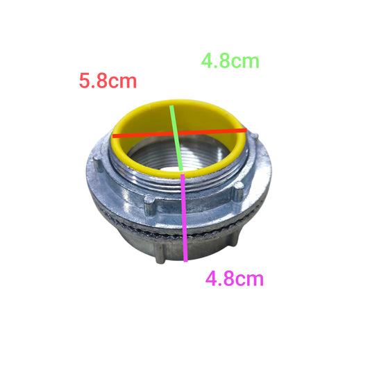 China 2 Inch Water Tight Hub 58mm zinc conduit connector with yellow bushing for watertight electrical fittings