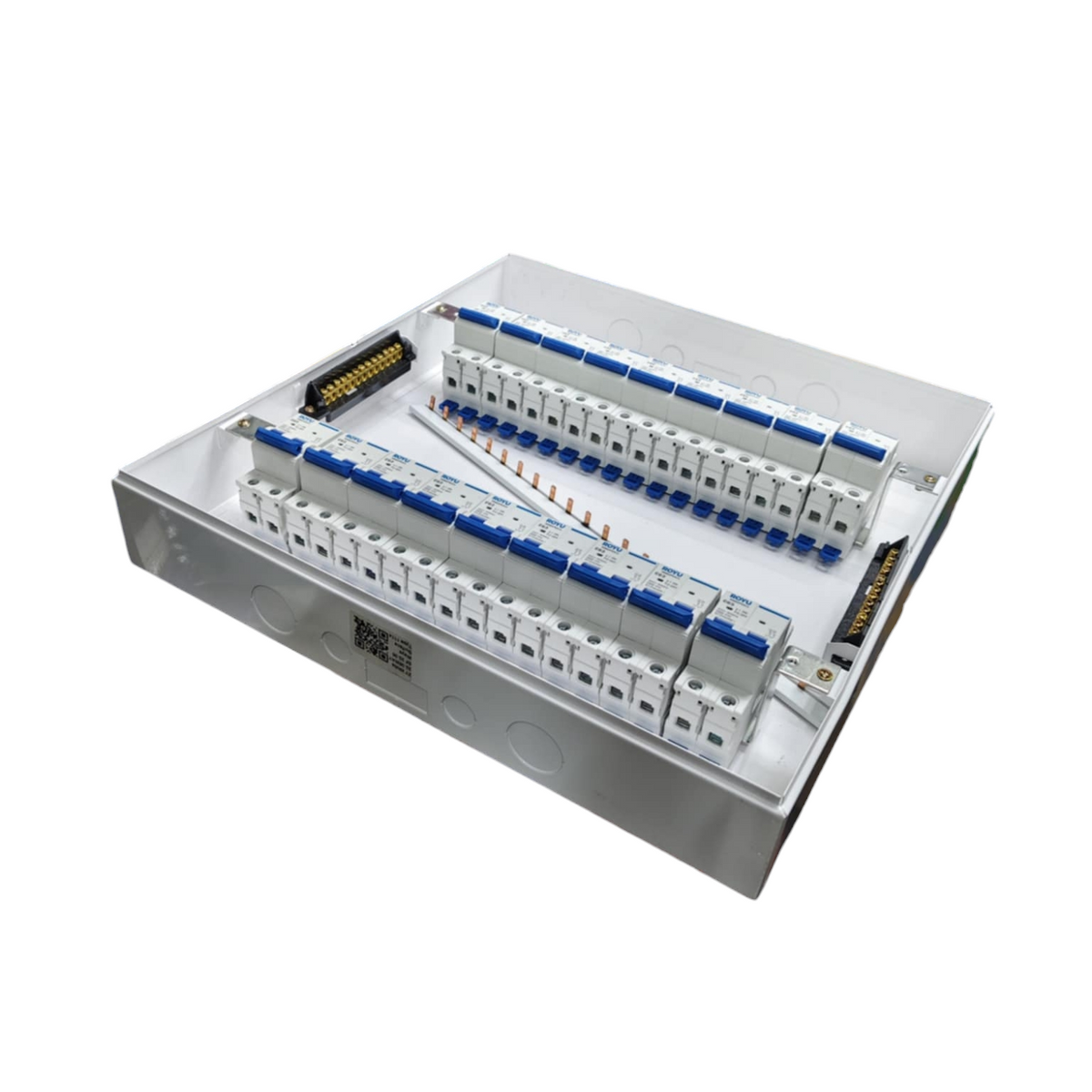 Metal distribution board with two rows of MCBs and copper bus bars 36 Ways with 63A 2P Main for MCB