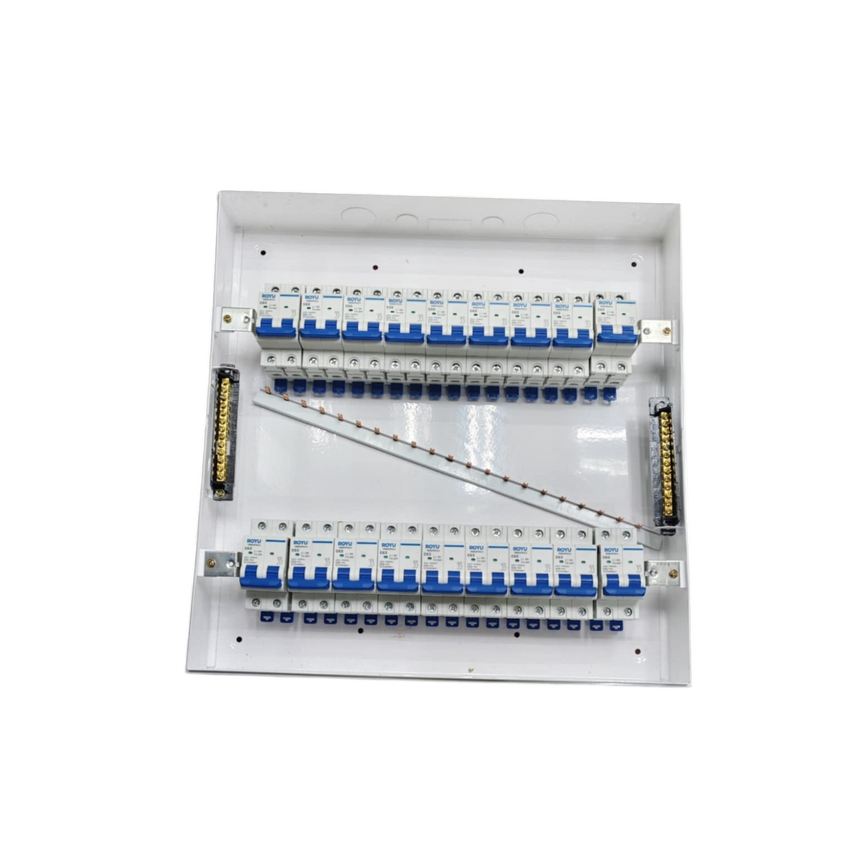 Royu and ZY 36 Ways with 63A 2P Main for MCB. white metal distribution board with dual MCB rows
