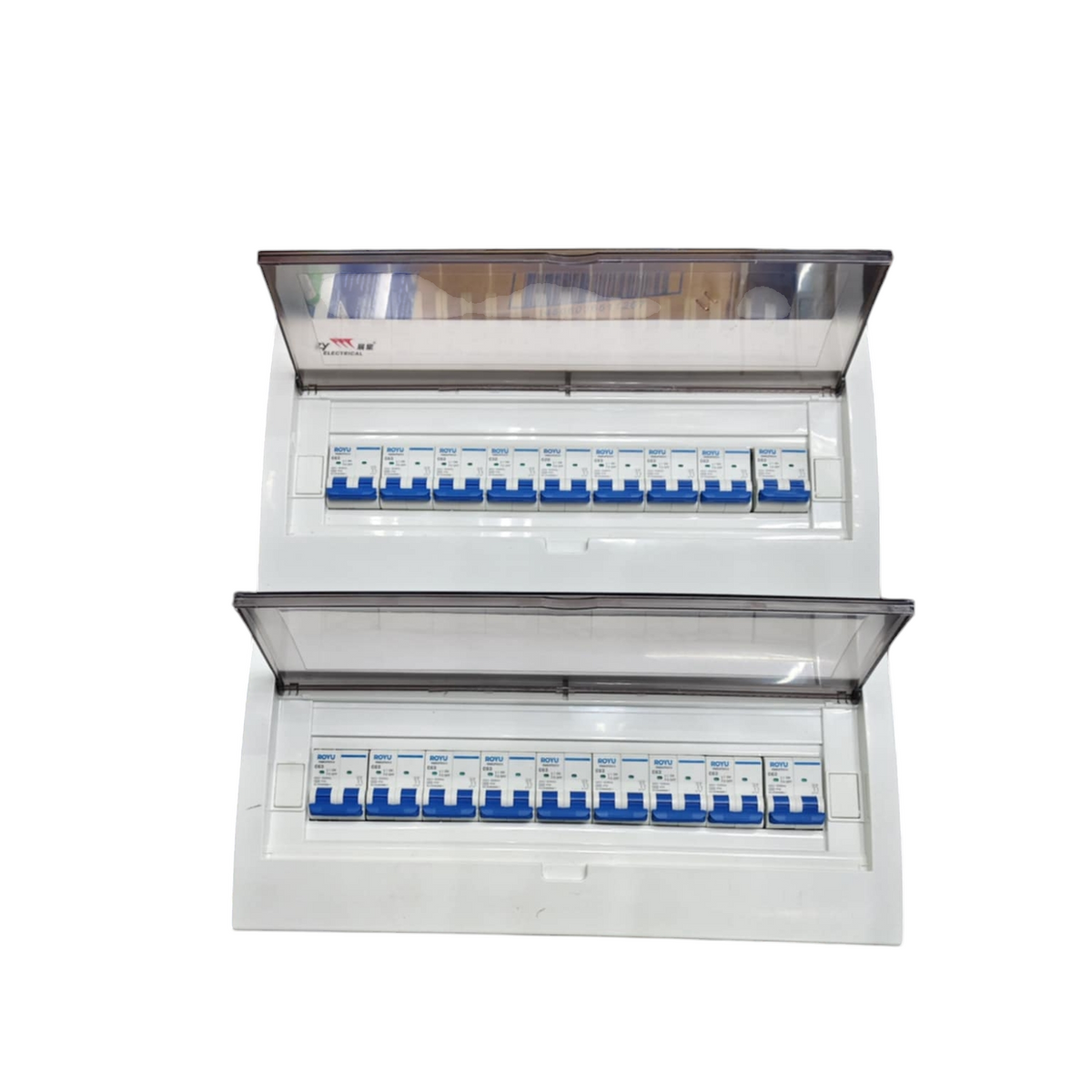 Royu and ZY dual row distribution boards with multiple MCBs 36 Ways with 63A 2P Main for MCB