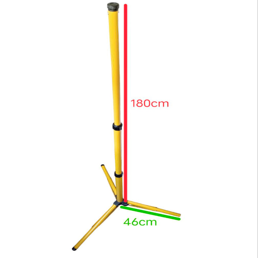 Electx Electrical Supply Flood Light Stand 2 Meter 1 Head yellow adjustable tripod with 180cm height marking and 46cm base