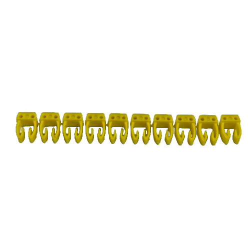 Grippes A-Z wire marker clips Yellow row of ten bright cable management clips for labeling wires