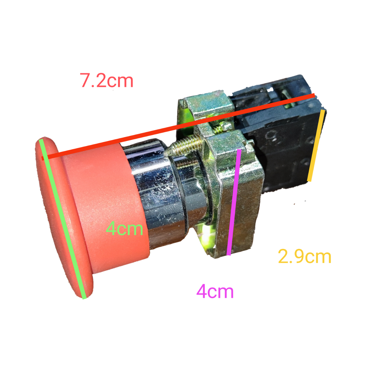 Sassin push button Head Red 1 NC 5A 220V switch component with metal and plastic parts