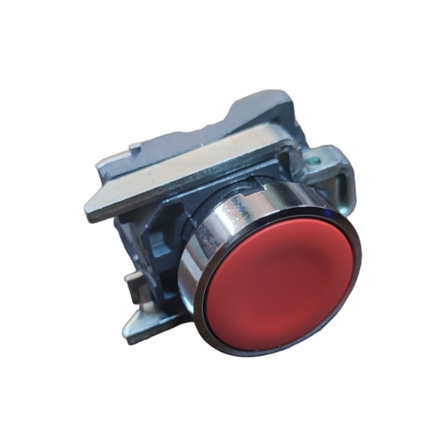 Schneider Push Button Switch Red Normally Open with metallic frame for power control applications