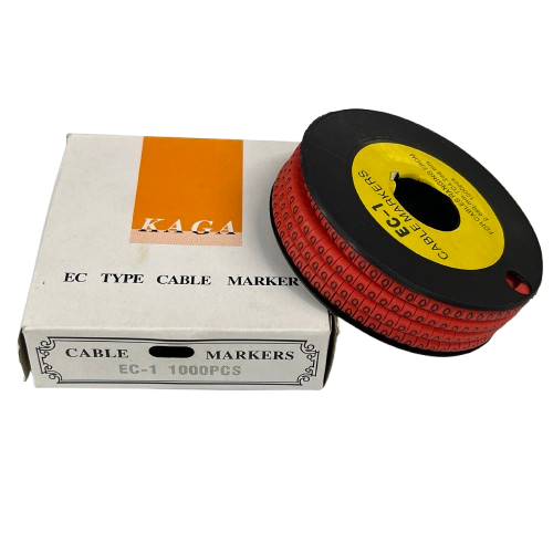Grippes Q Marker Red 2.6mm to 4.2mm 1000pcs cable management markers with black spool and white box