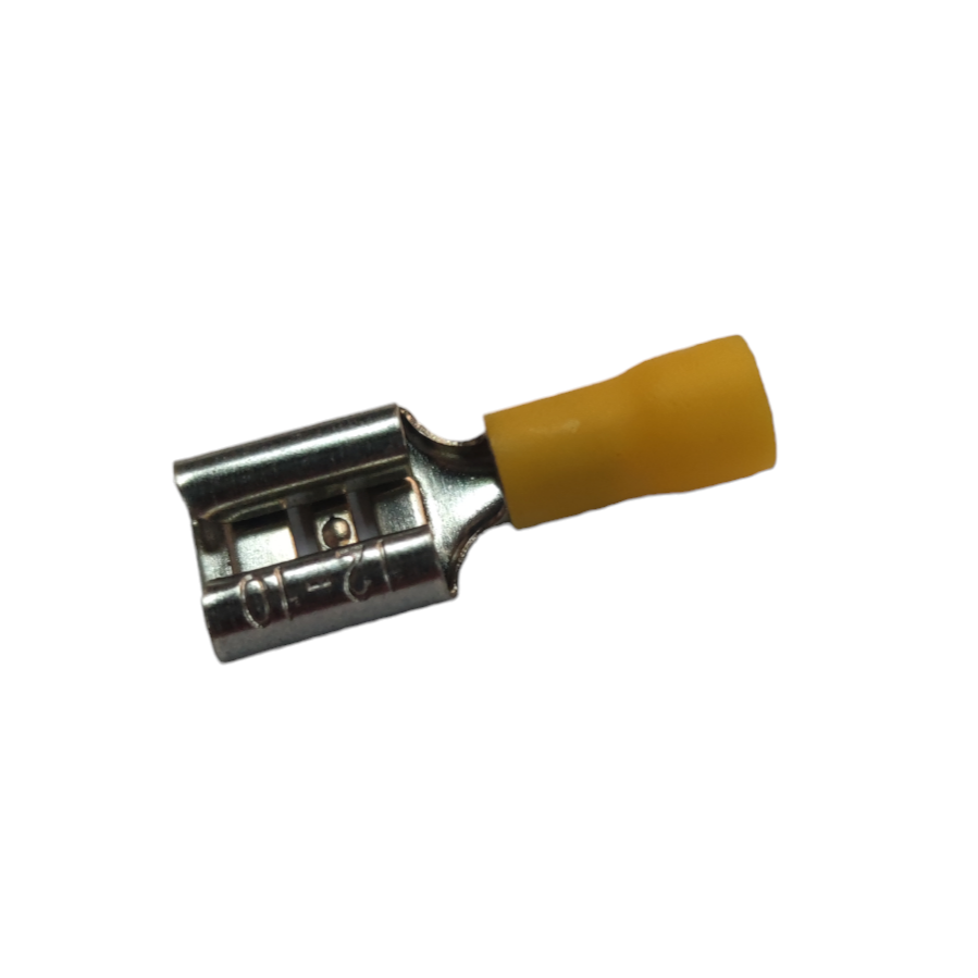 Local yellow insulated female spade crimp terminal for electrical circuitry and parts 5.5mm Wire 10mm with Insulation