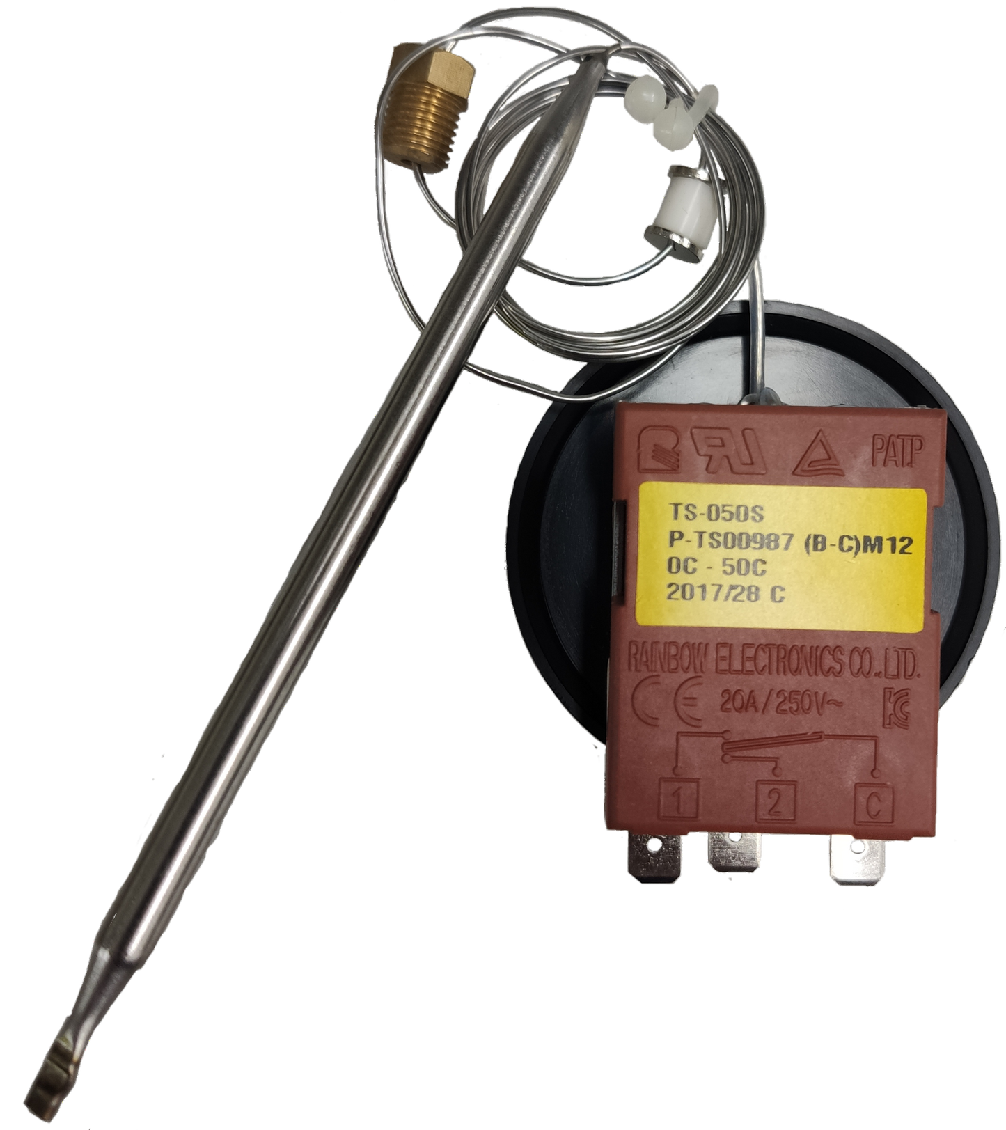 Rainbow 220V thermostat controller for water dispensers and filters with metal probe and attached wires
