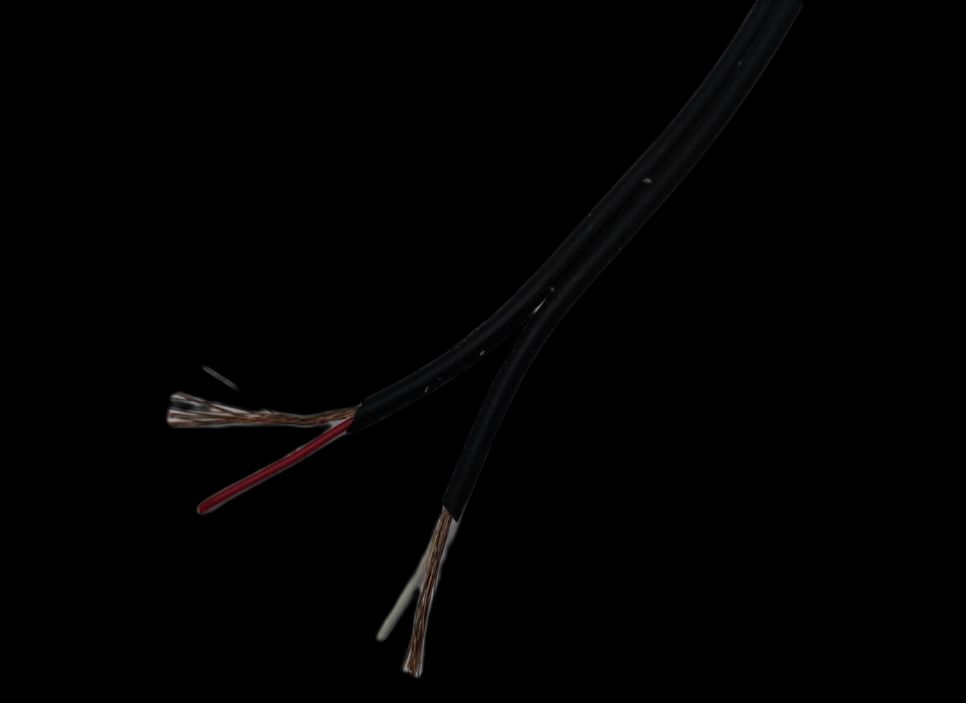 ZwitseRise black RCA Cord 100 Meters per Roll with exposed copper wire ends on black background