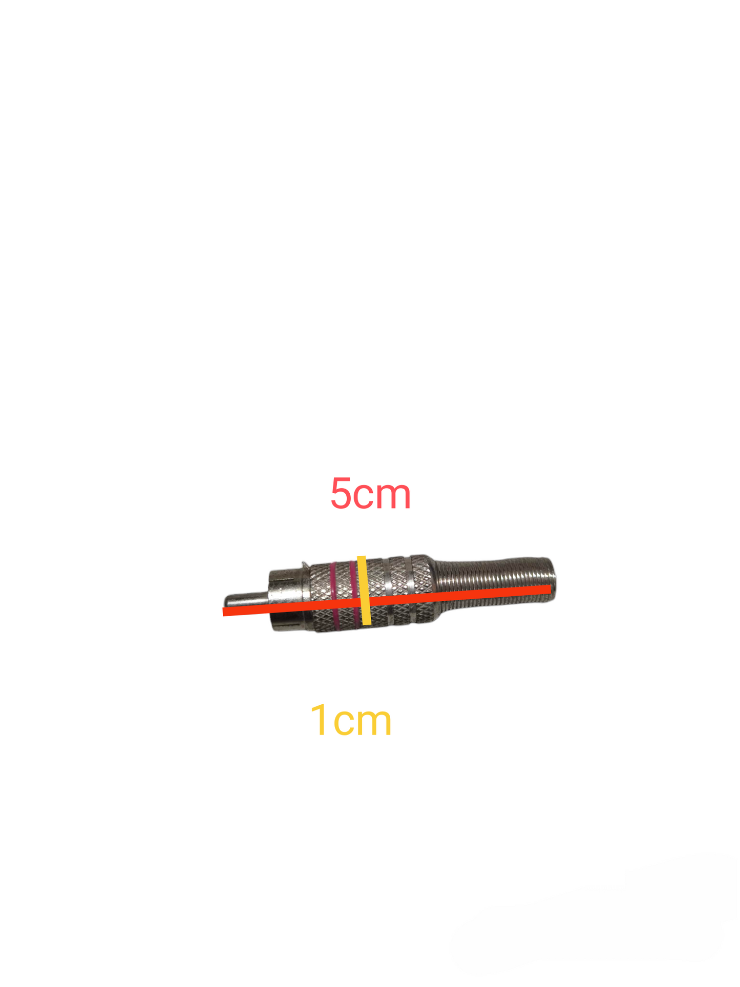 Local vendor RCA Plug Metal 3 Stripe with metal housing and knurled grip for electrical connections