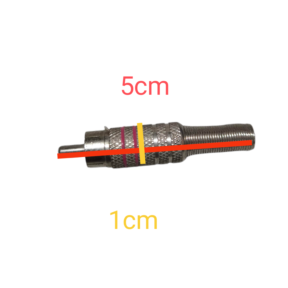 Local vendor RCA Plug Metal 3 Stripe with metal housing and knurled grip for electrical connections
