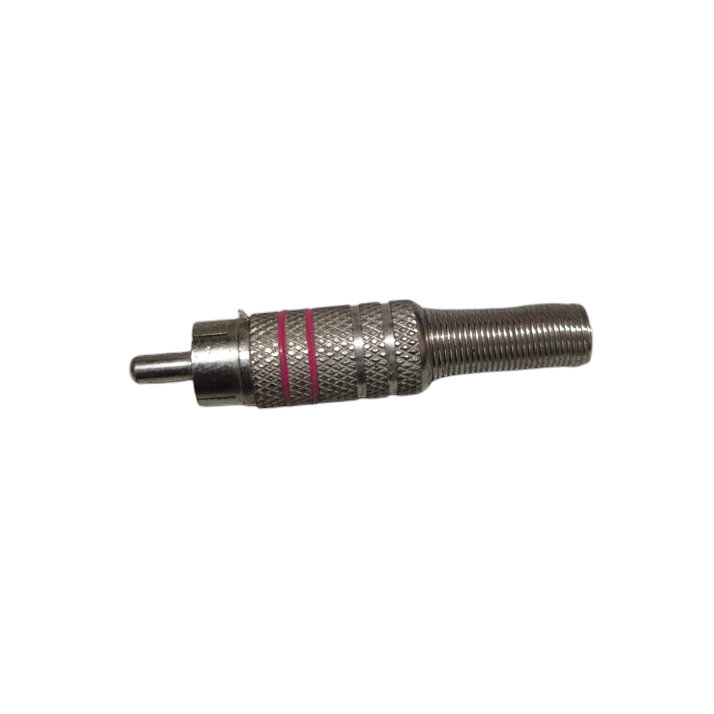 Local vendor RCA Plug Metal 3 Stripe with metal body and knurled grip for electrical circuitry