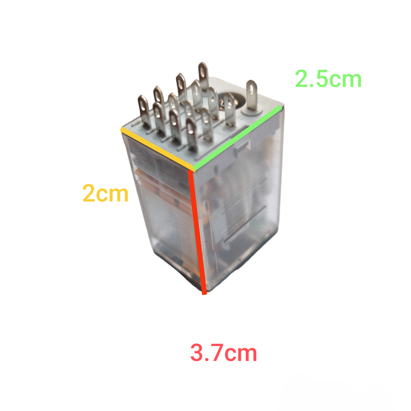 Schneider Relay 220V 14 Pins RXM4LB2P7 transparent electrical component with metal pins