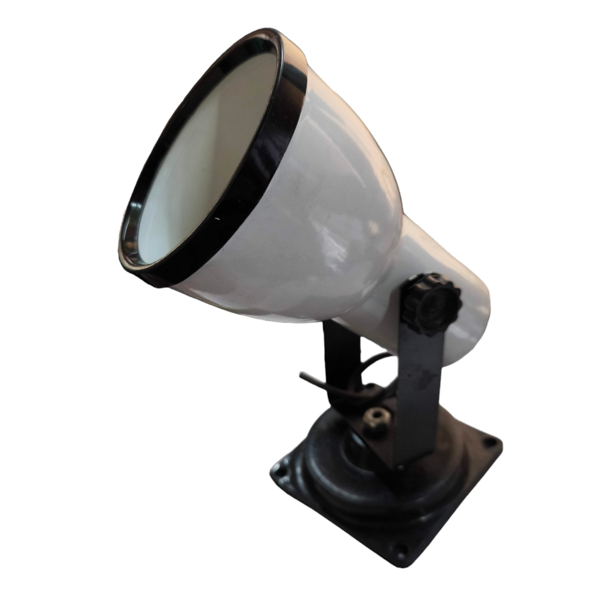 Spot light Holder E27 Socket White adjustable metal spotlight with black trim and swivel mounting base