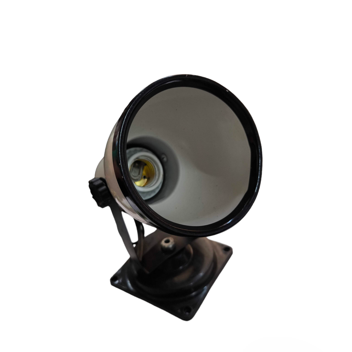 Adjustable black metal spotlight with white interior and mounting base Spot light Holder E27 Socket White