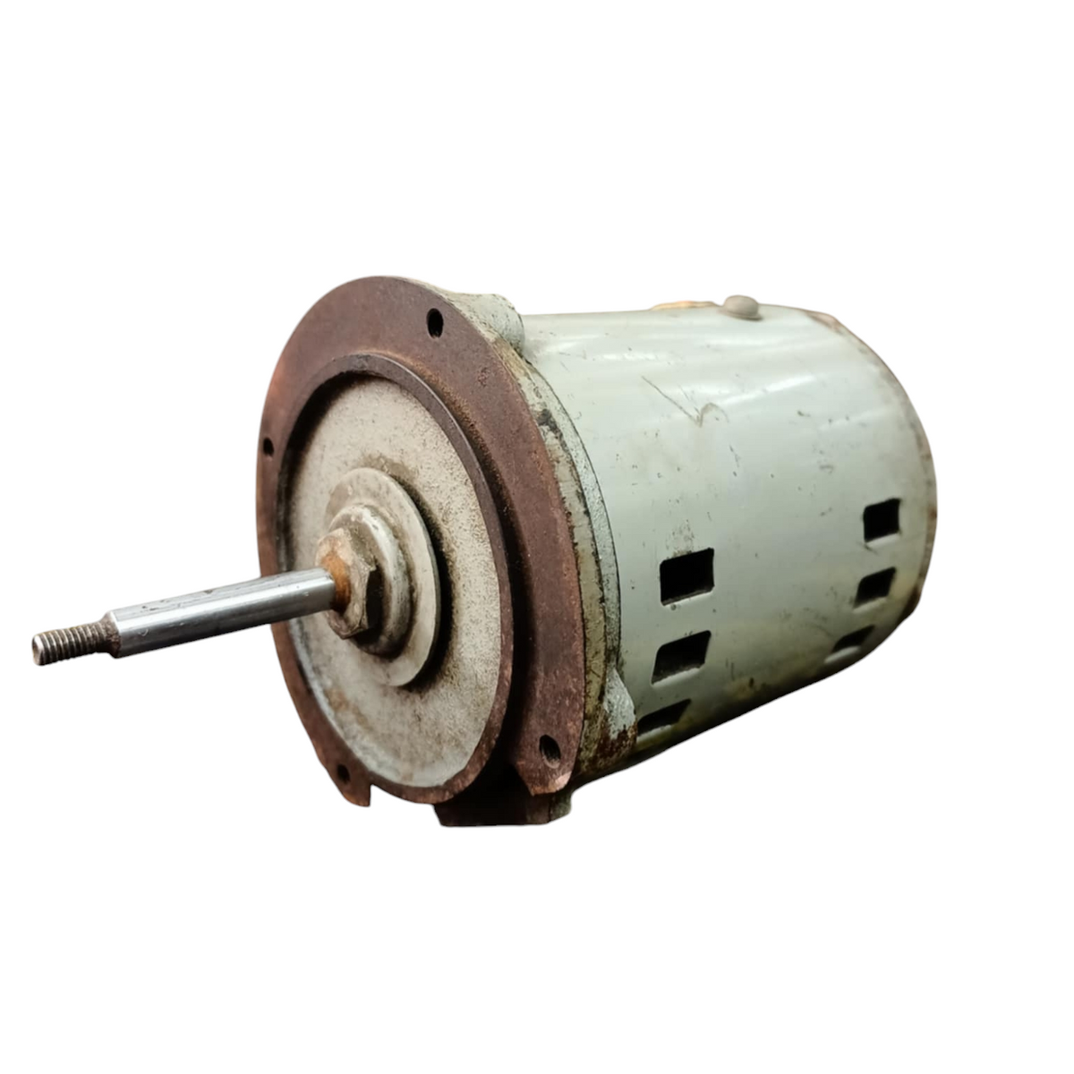 National brand RMP REFURBISHED Motor with metal casing and exposed shaft for electrical circuitry use