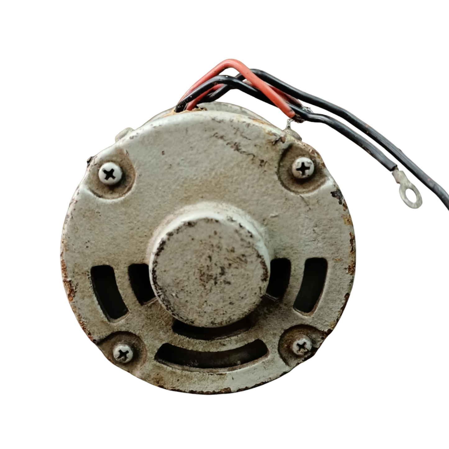 National branded RMP REFURBISHED Motor with metal casing and attached wires for electrical circuitry