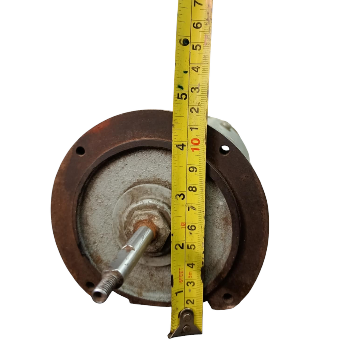 National RMP REFURBISHED Motor with visible measuring tape showing dimensions on electrical circuitry part