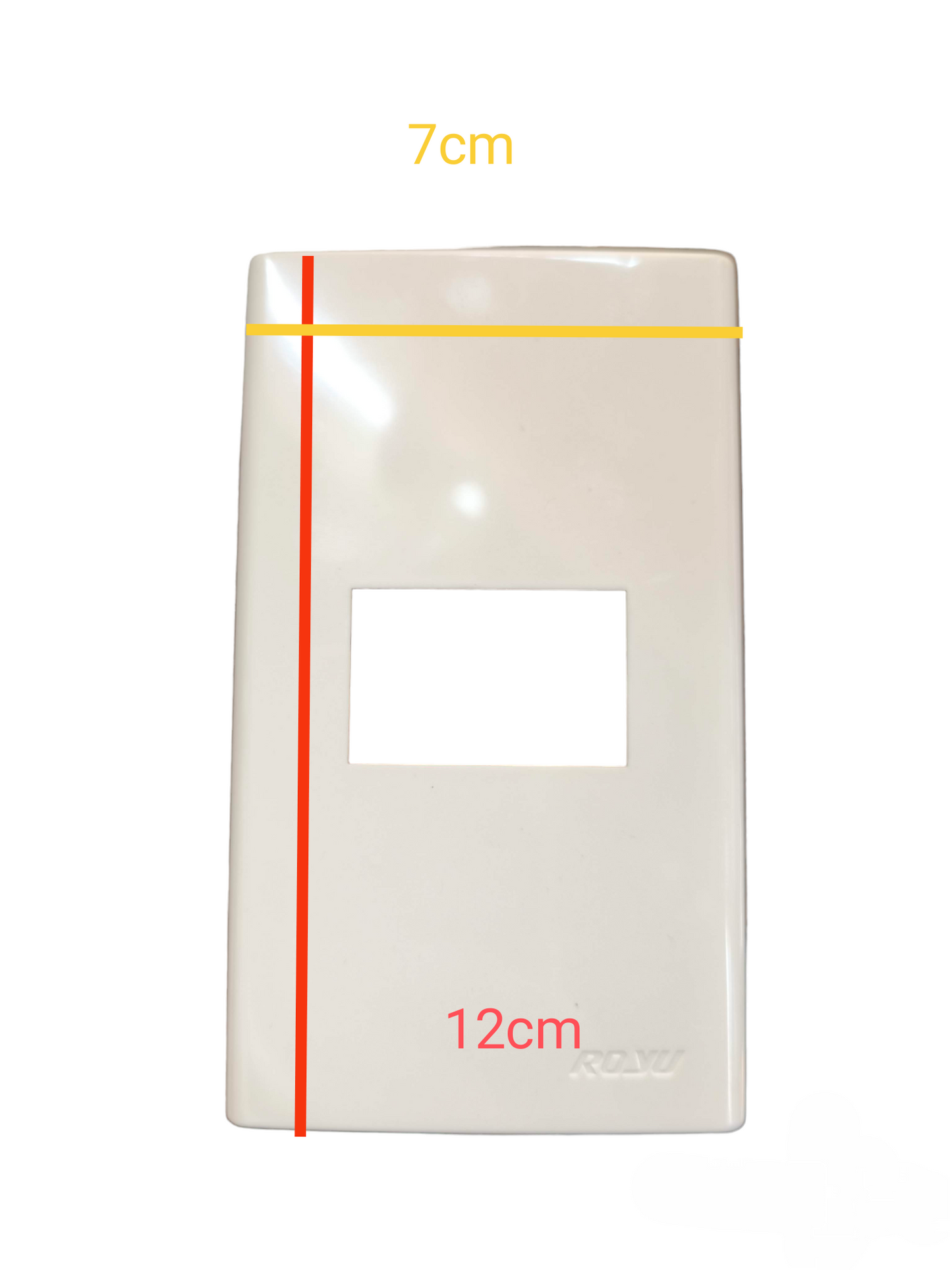 RWP1 wall plate cover Royu white plastic single module faceplate with rectangular cutout 7cm by 12cm