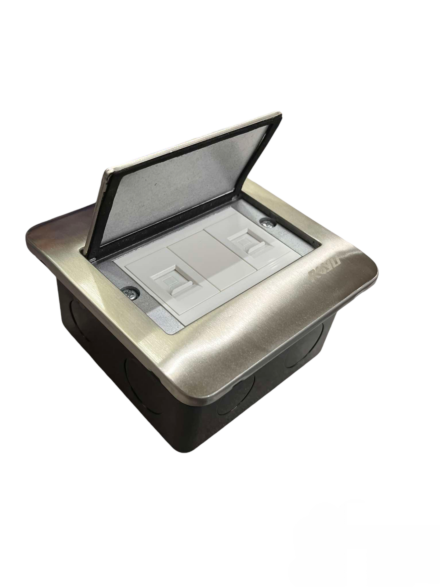 Royu Floor Outlet 2 Gang LAN Outlet with stainless steel cover and dual LAN ports
