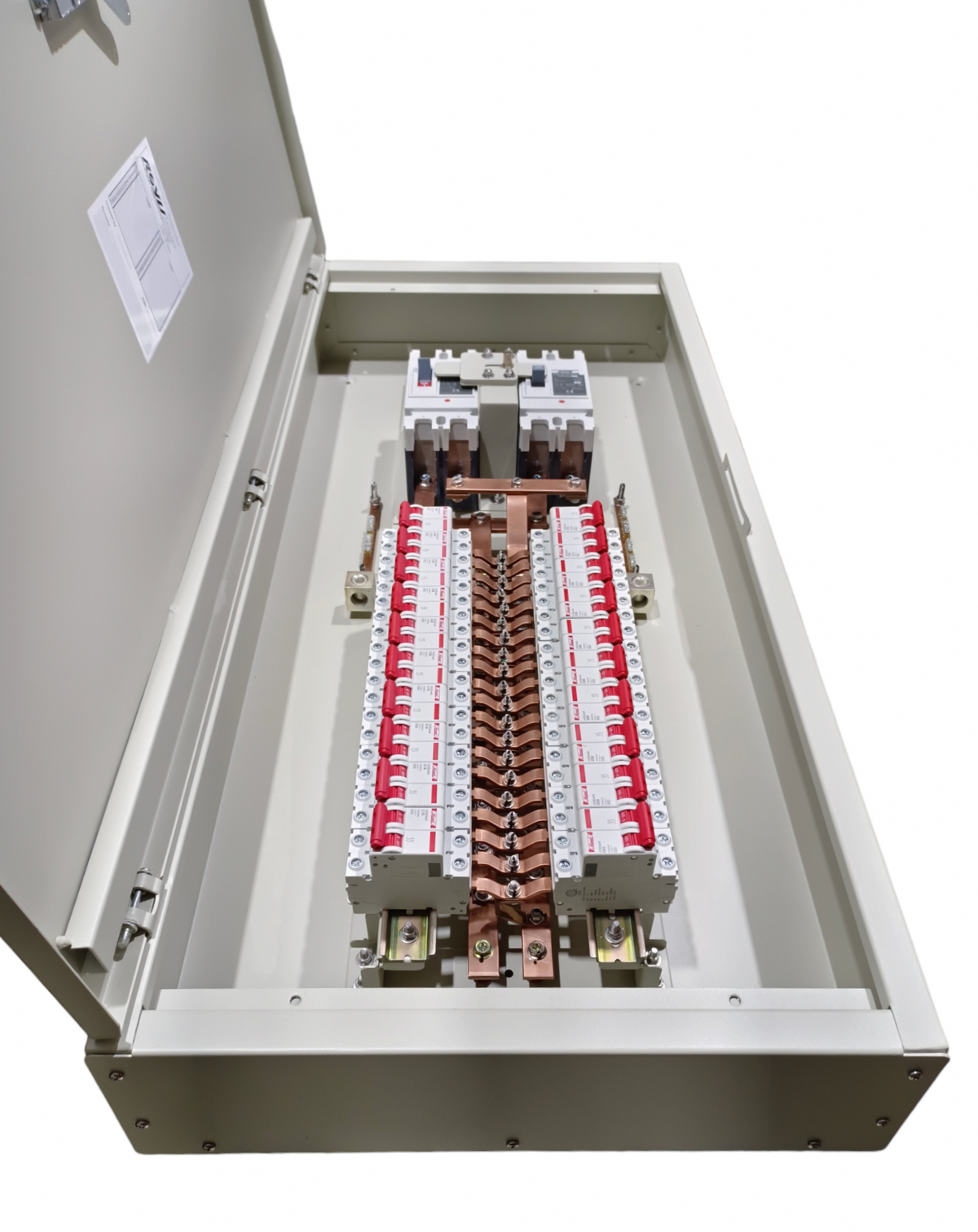 Chint 200A 2 pole main MCCB panel board with copper busbars and dual row circuit breakers