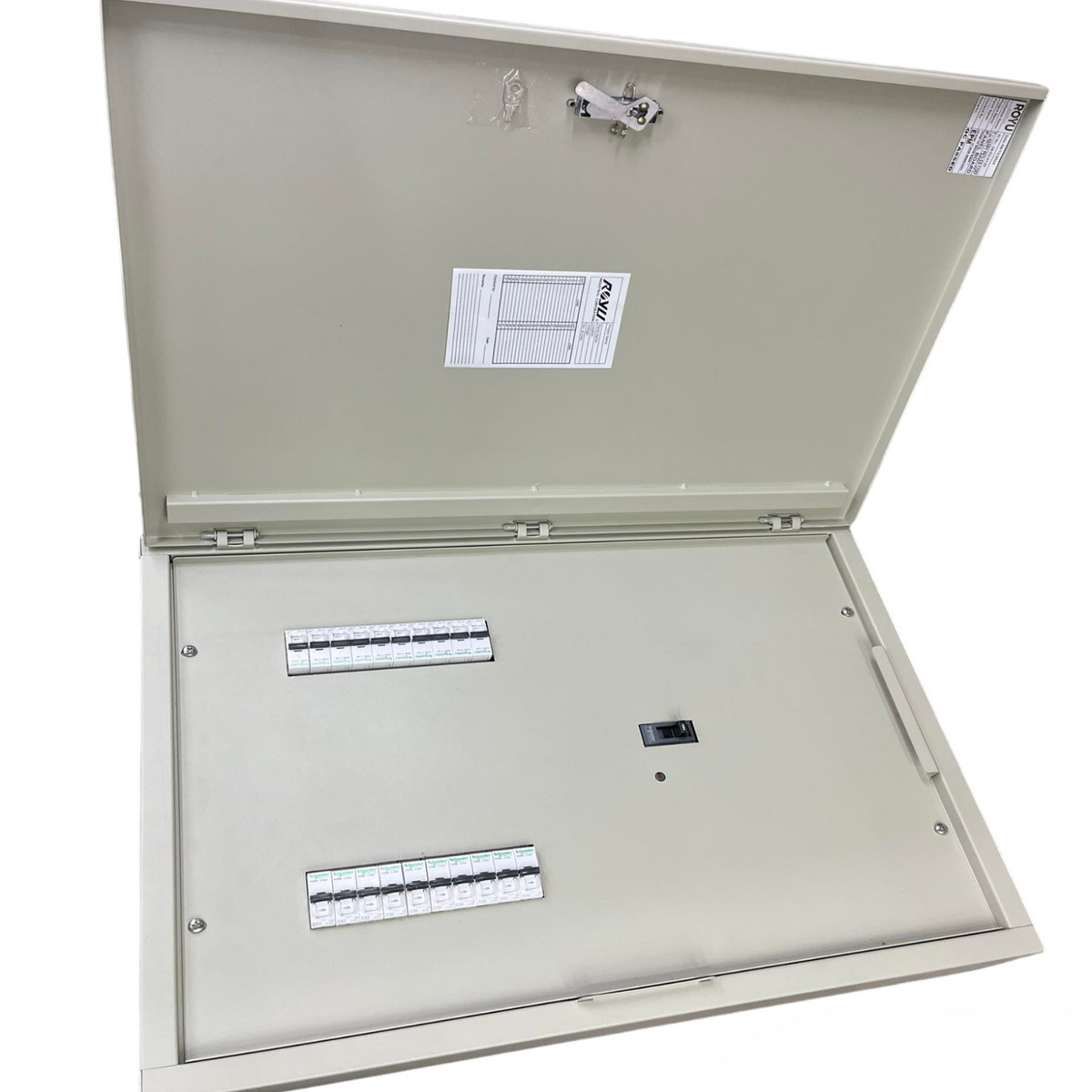 Schneider & Royu Panel Board 250A 3 Pole MCCB Main electrical circuit breaker inside metal enclosure