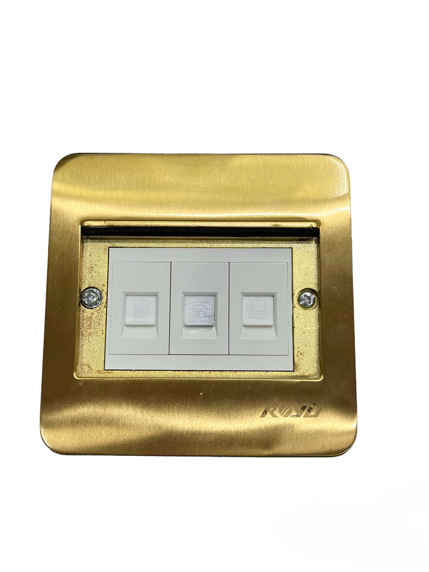 Royu Floor Outlet TEL and 2 LAN Outlet with brass finish for power points switches and plugs
