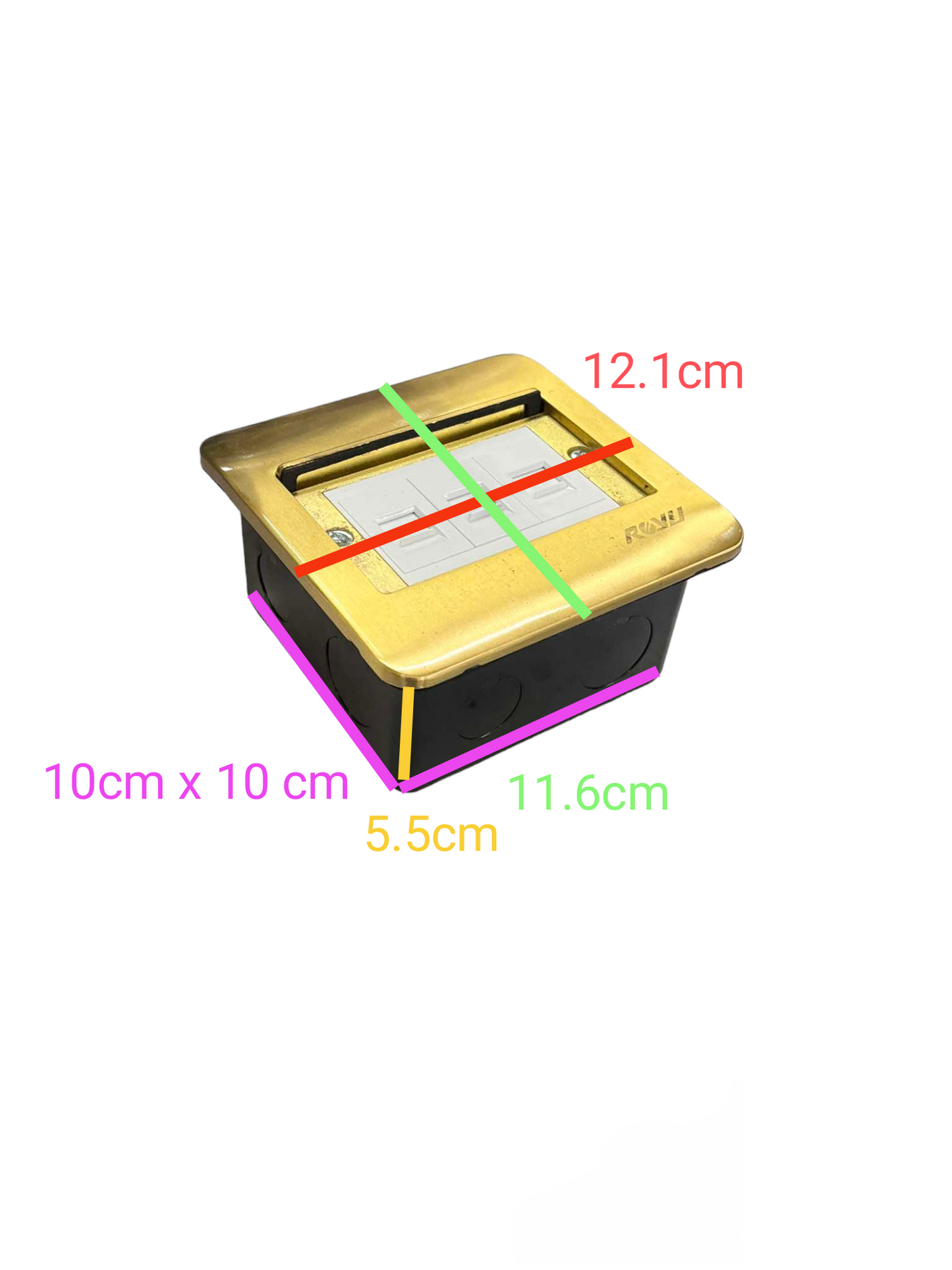 Royu Floor Outlet TEL and 2 LAN Outlet with gold frame for power and network connections