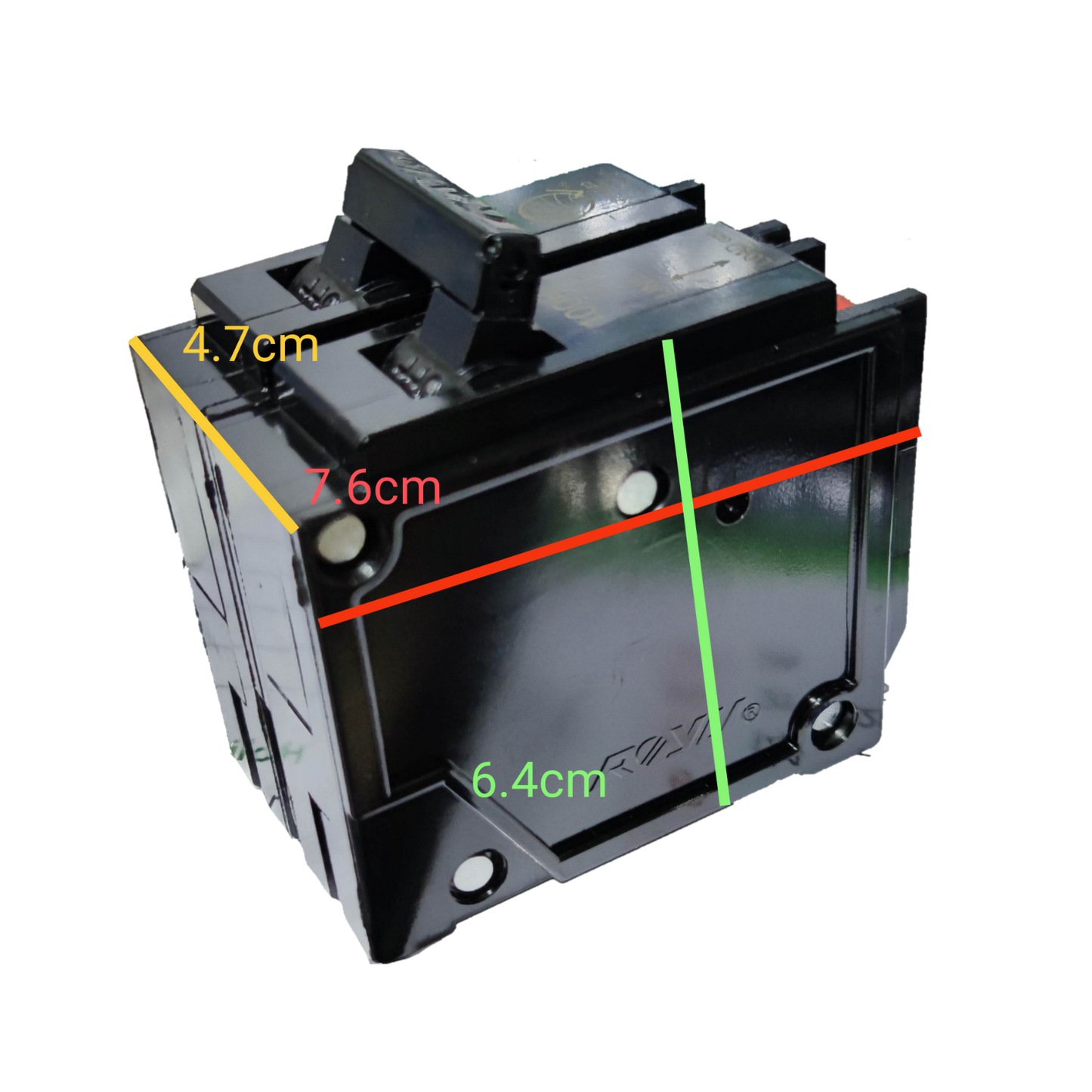 Royu 100A circuit breaker 2 pole 6KAIC 220V with compact design and clear dimensions for electrical use