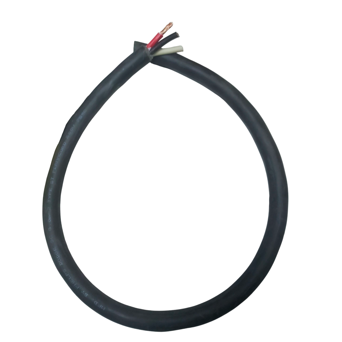 Phelps Dodge 8mm 3 core royal cord 5 meters wire with black insulation and exposed copper conductors
