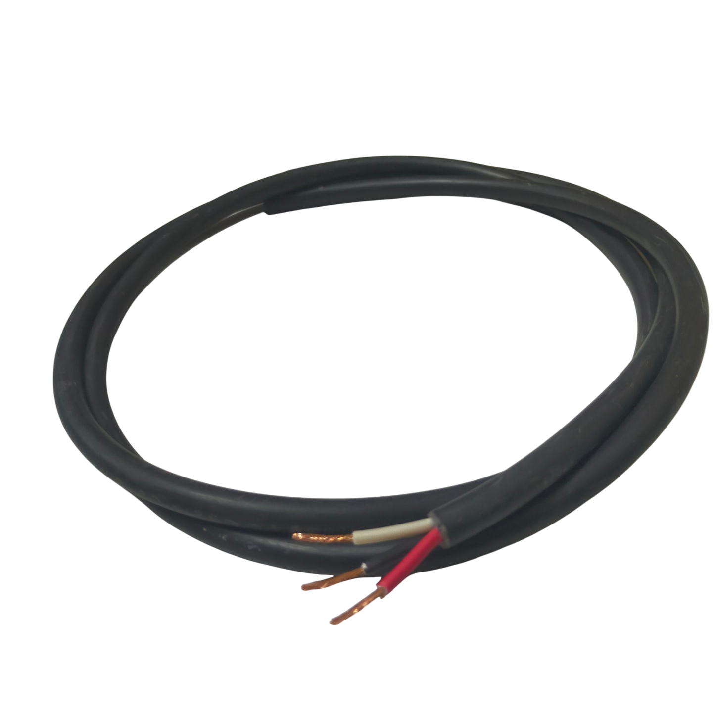 Phelps Dodge 1.25mm 3 core royal cord wire with exposed copper ends on black background