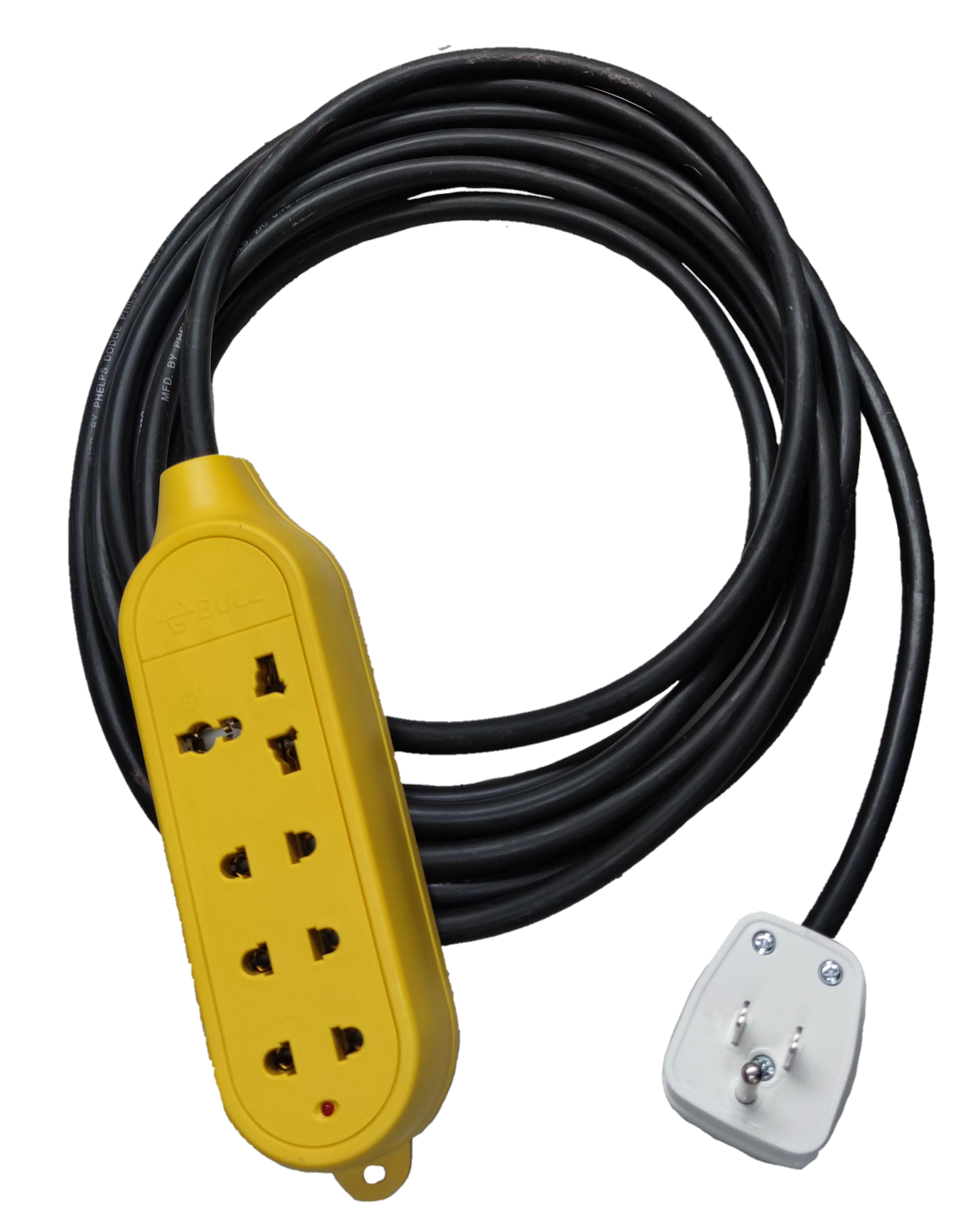 Royal Cord Bull GNTP-C5 extension with yellow 6-outlet power strip and black heavy-duty cord