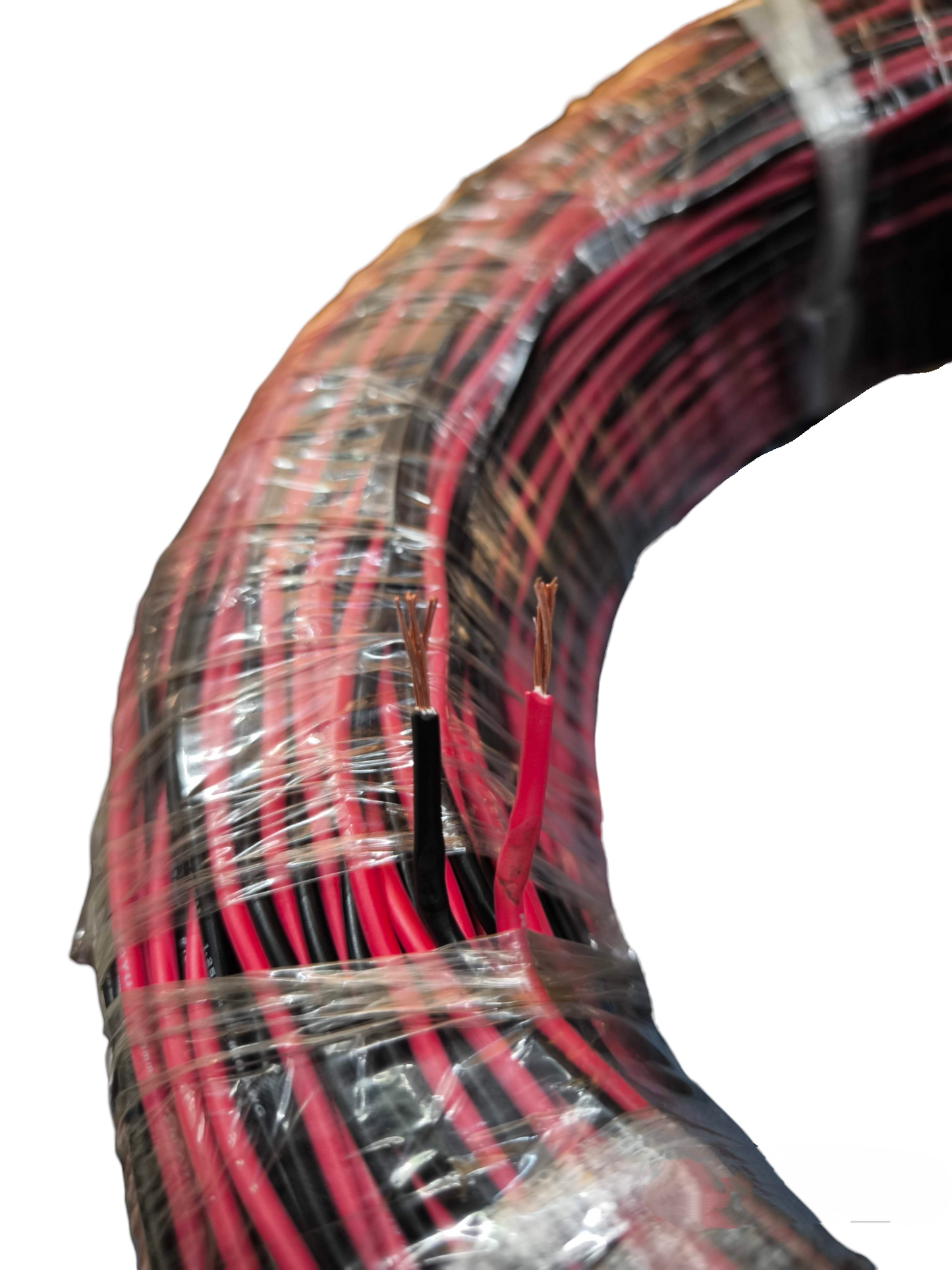 Royu AWG16 Twisted Wire Red and Black 1 Roll with exposed copper ends wrapped in plastic
