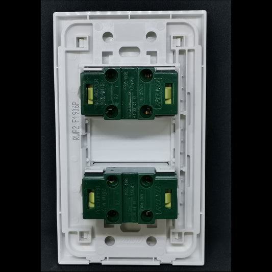 Royu 2 gang universal outlet electrical circuitry part with white frame and green connectors