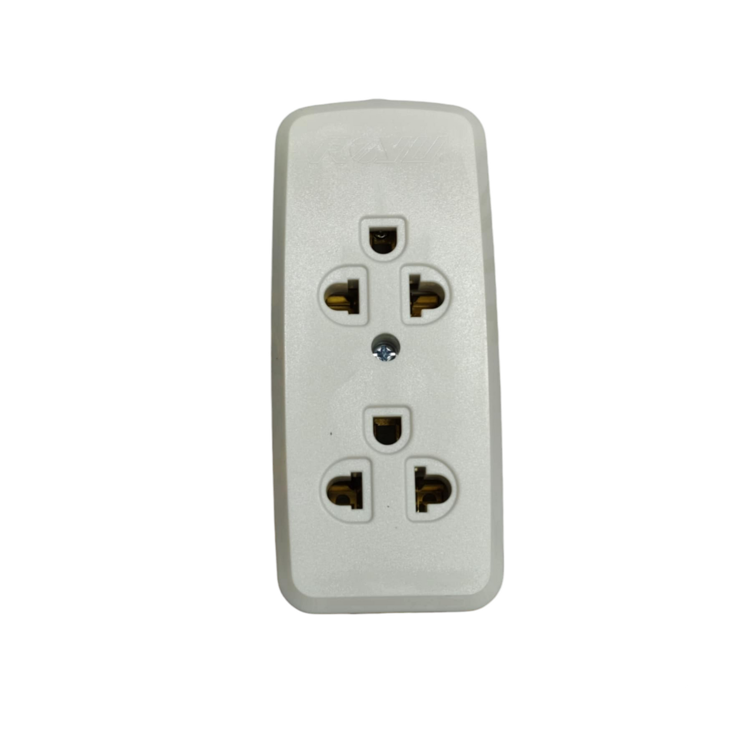 Royu 2 gang universal outlet with ground in white electrical socket for multiple plug types