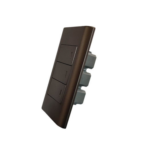 Royu 3 gang 1 way switch in sleek brown finish for controlling three separate circuits