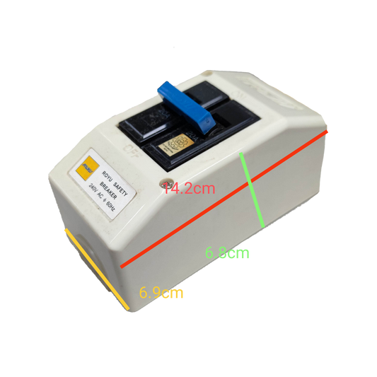 Royu electrical 30 Ampere 2P Breaker with PVC Enclosure . White PVC box with blue dual pole switch