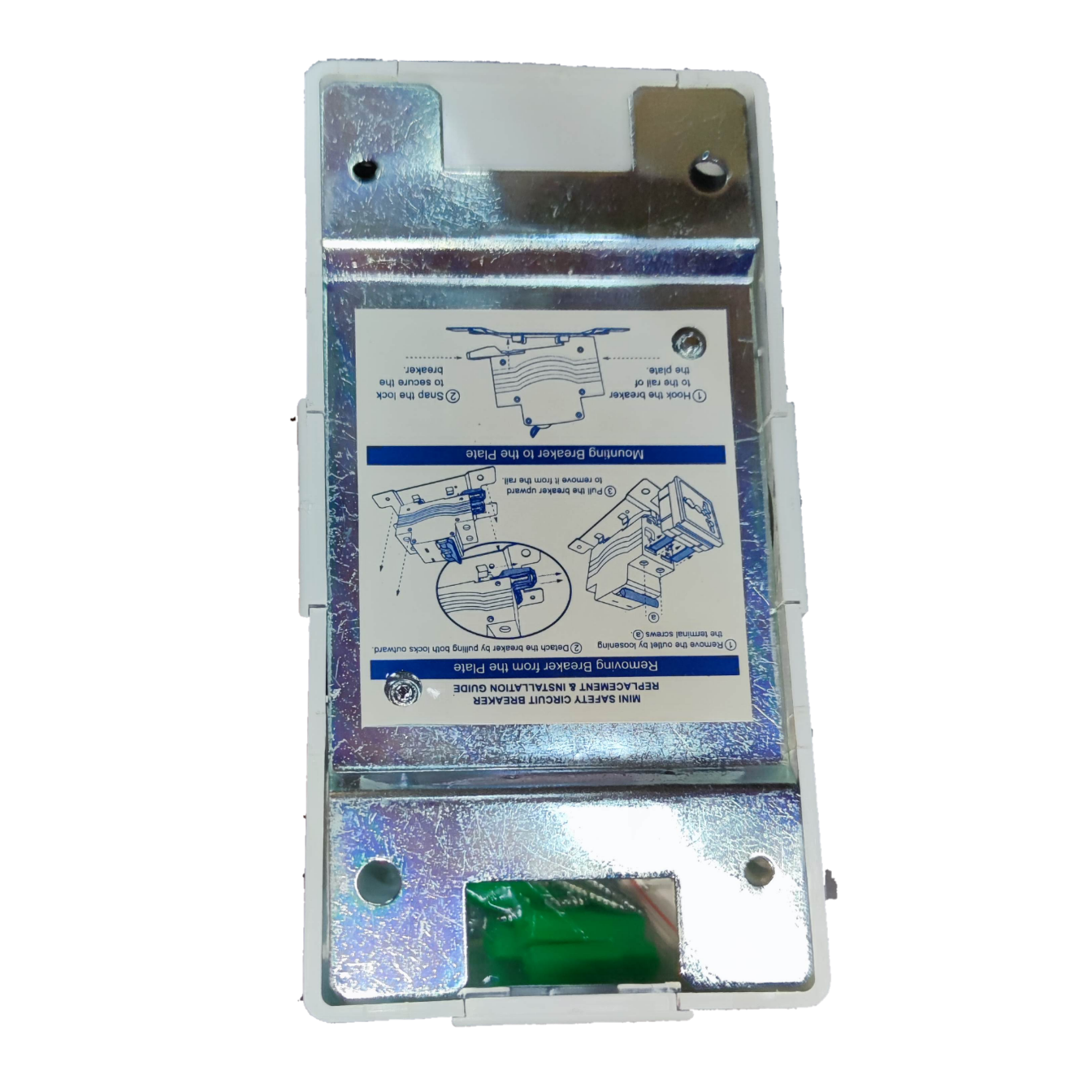 Royu metal mounting plate with instruction label and visible green module for 32A Circuit Breaker 220V 6KIAC