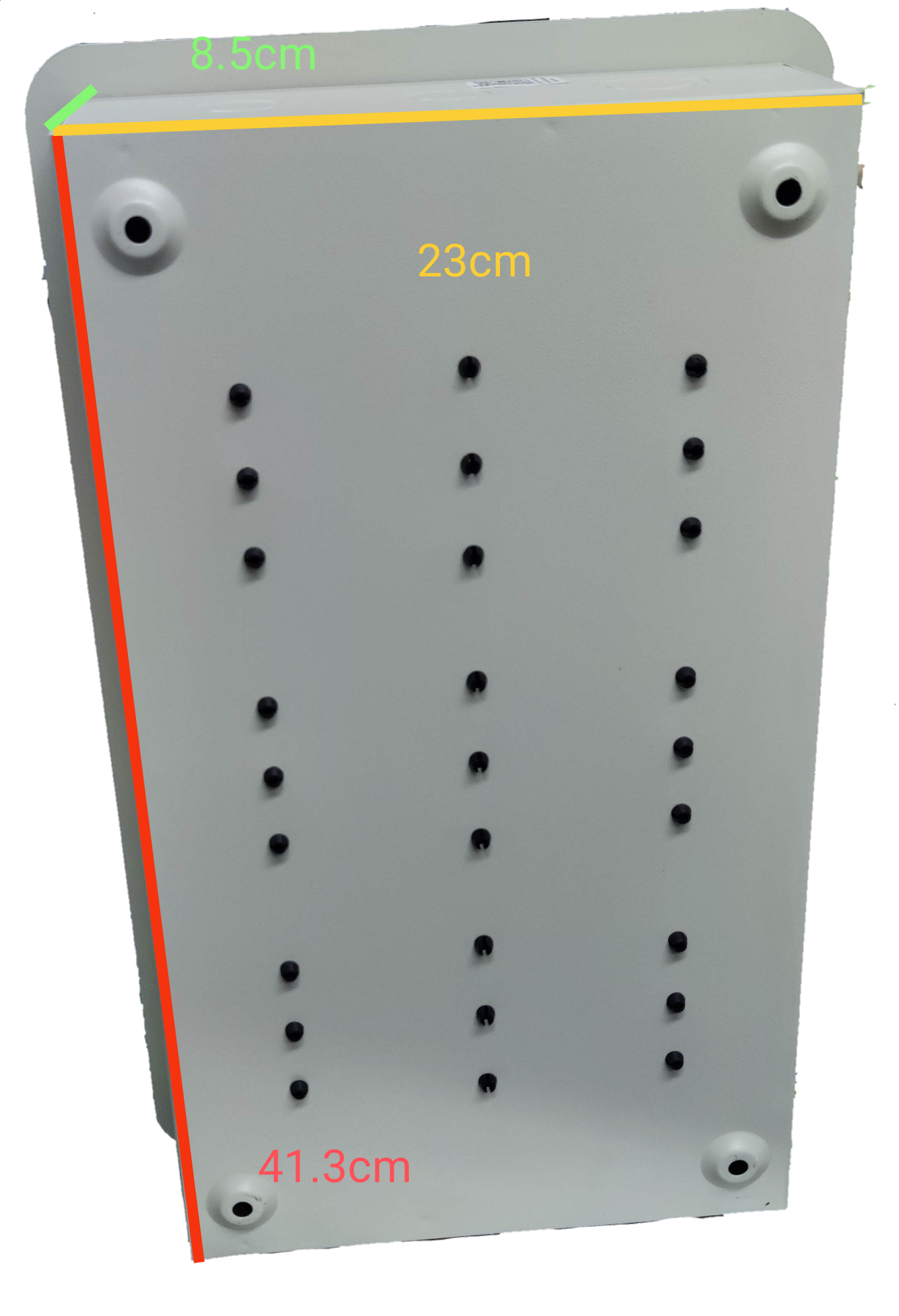 Royu 6x6 two pole plug in panel box white electrical circuitry part with measurement markings