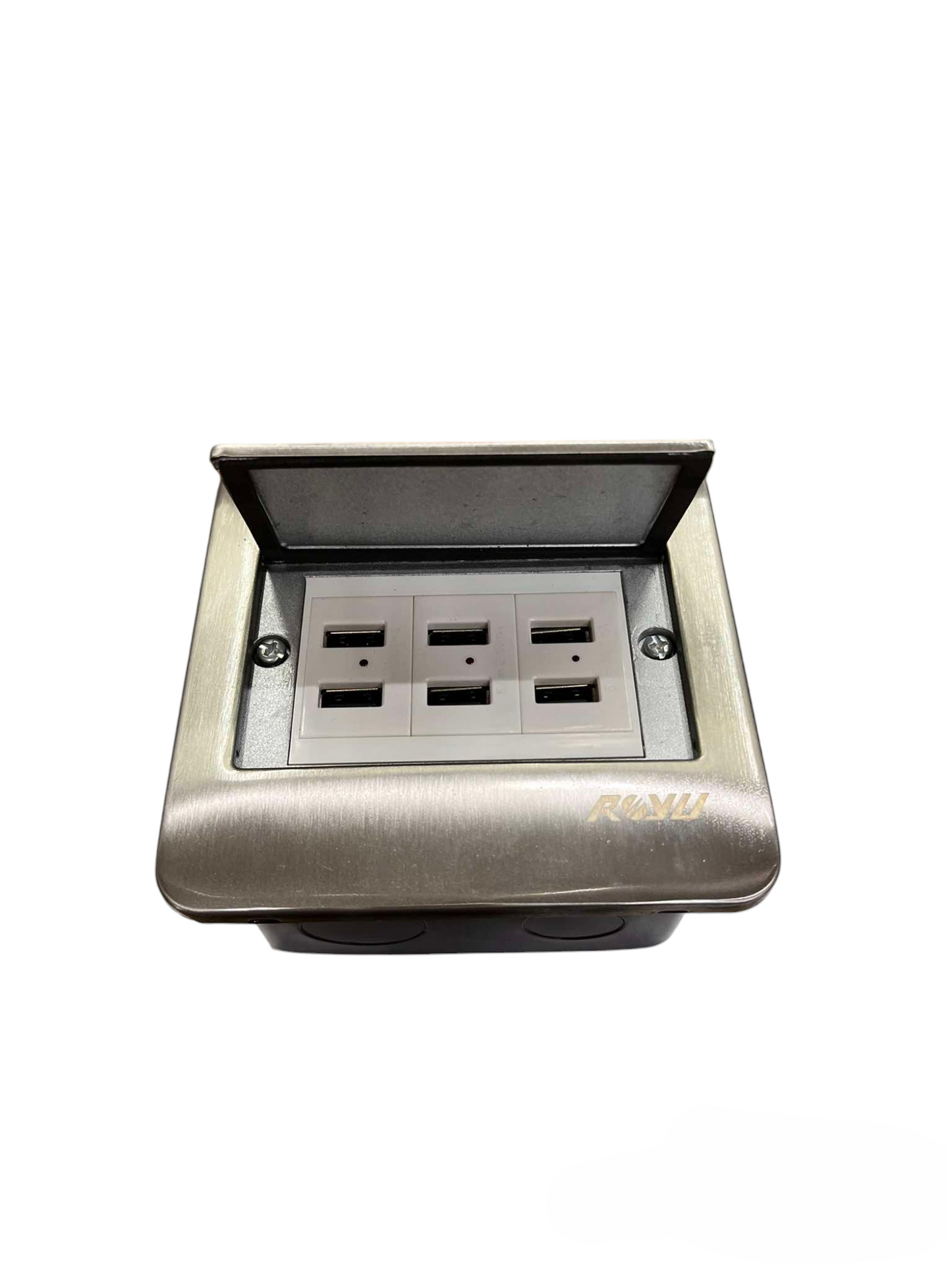 Royu Floor Outlet 6 Port USB Outlet with stainless steel cover for convenient charging
