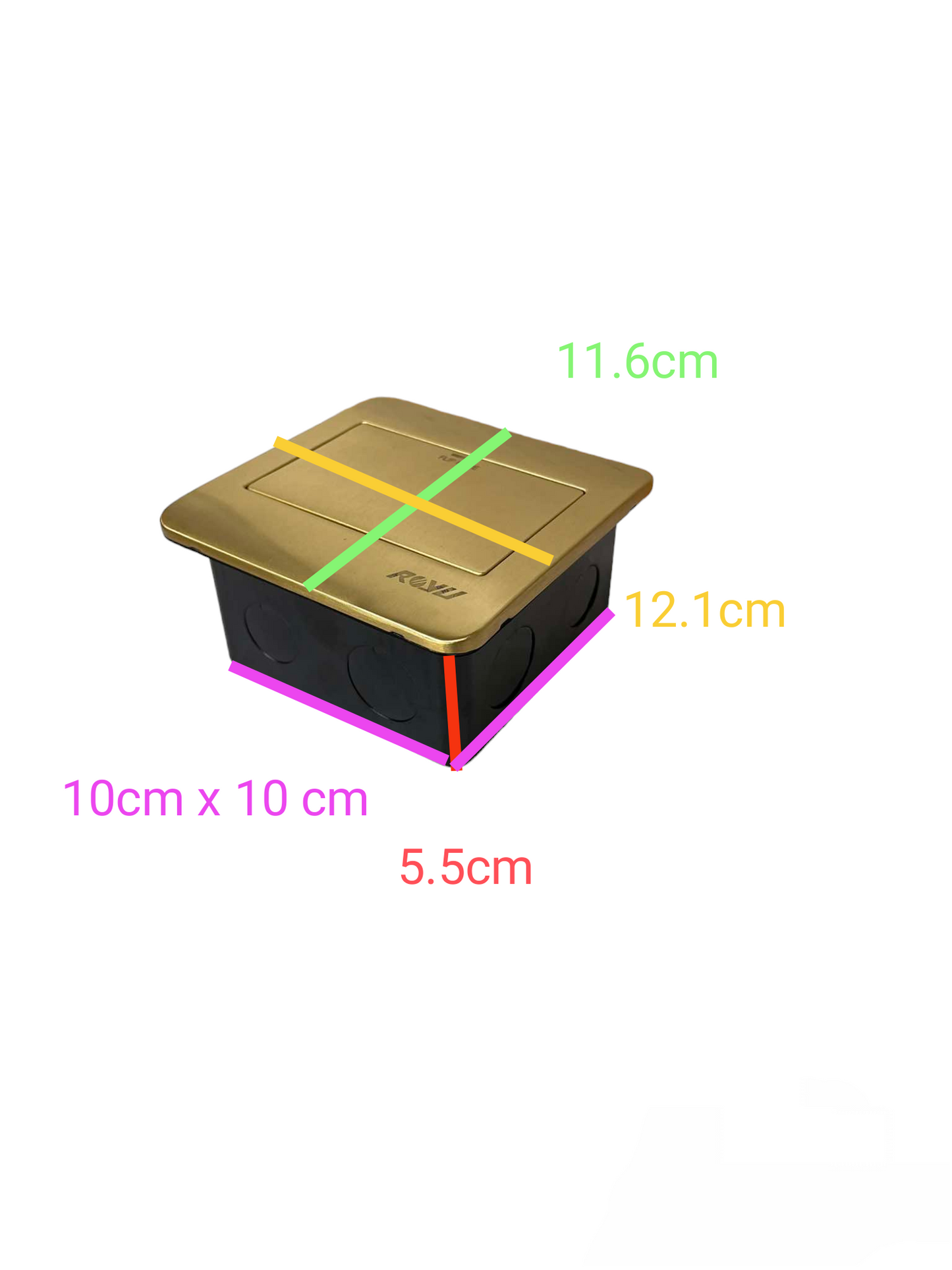 Royu Floor Outlet 6 Port USB Outlet with brass cover and compact black base for power connectivity