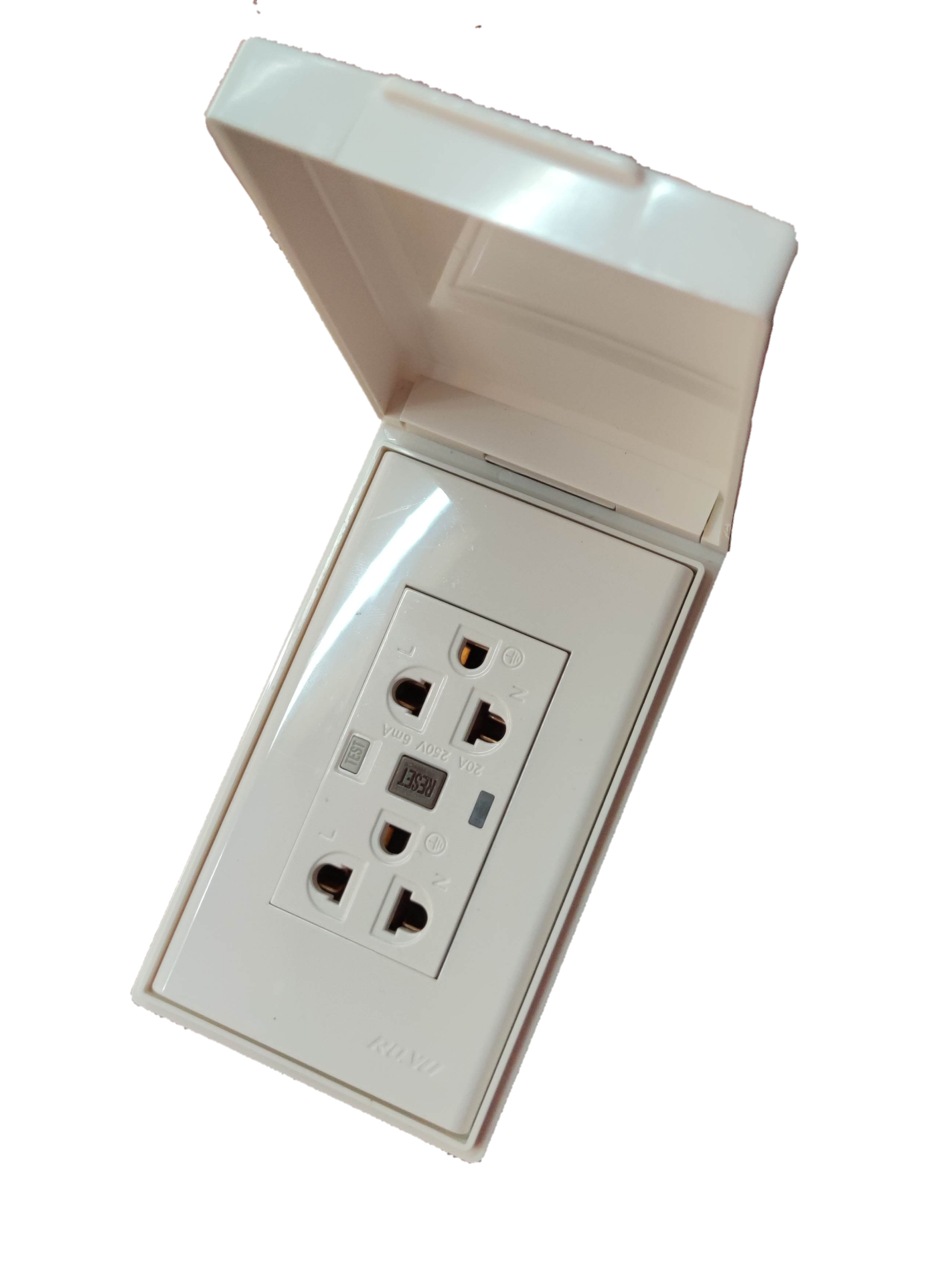 Royu GFCI outlet 20A 220V white electrical power socket with protective cover