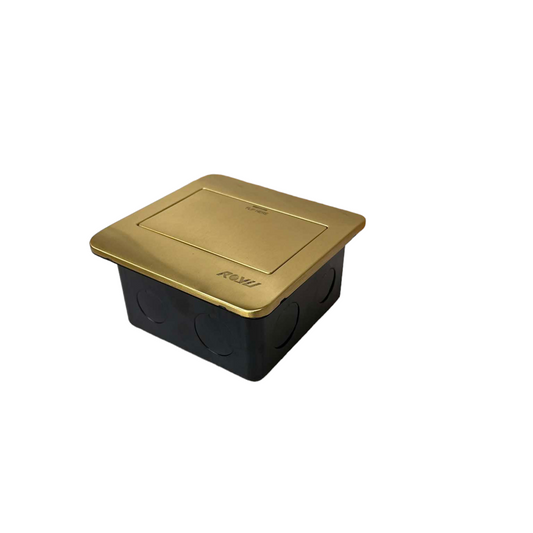 Royu Gold Plate Floor Outlet Voice and Data with a sleek gold finish and black base