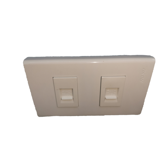 Royu Telephone Outlet 2 Gang white dual port wall plate for telephone connections
